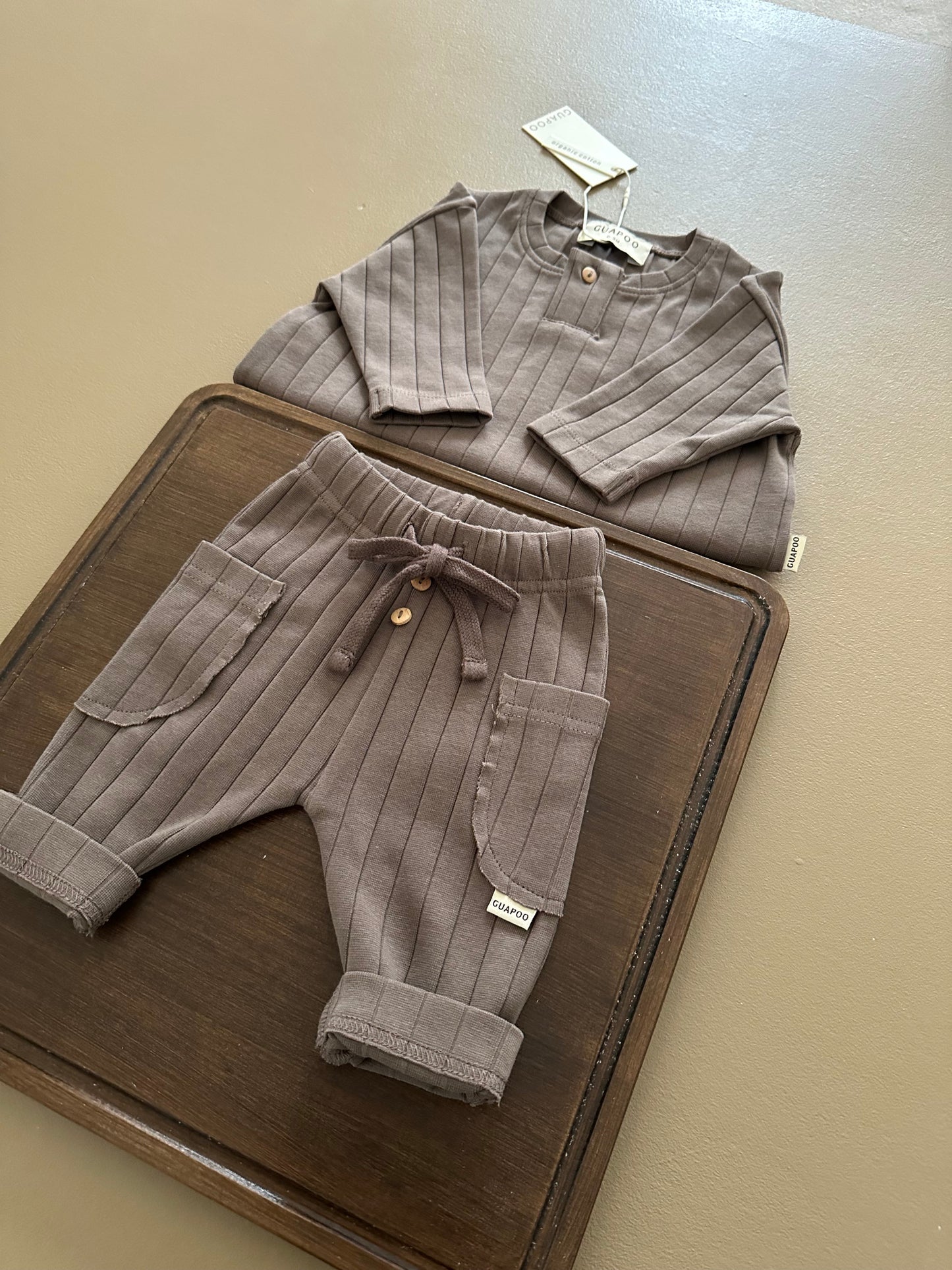 ORGANIC RIB LEGGINGS BROWN