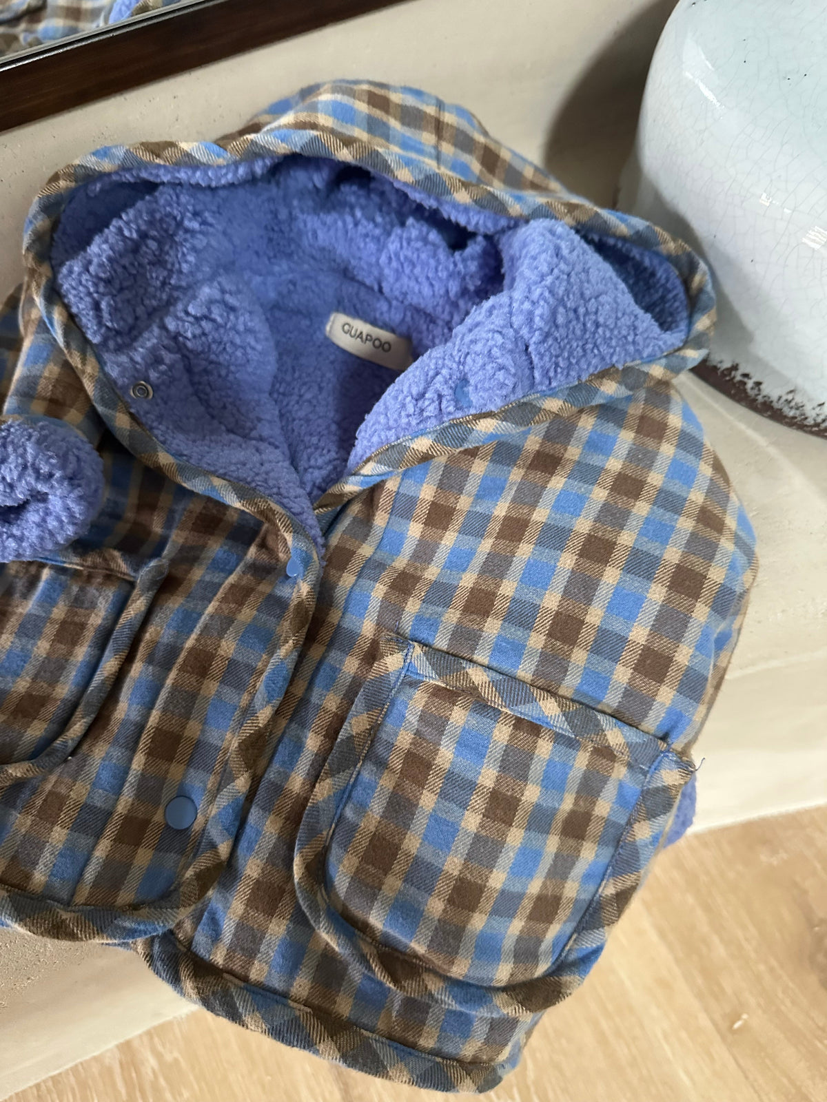 REVERSIBLE TEDDY JACKET BLUE SKY