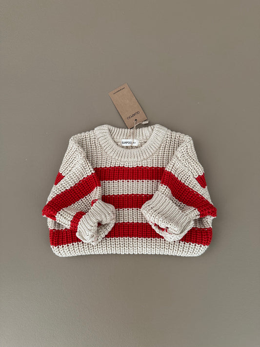 CHUNKY SWEATER | RED STRIPES