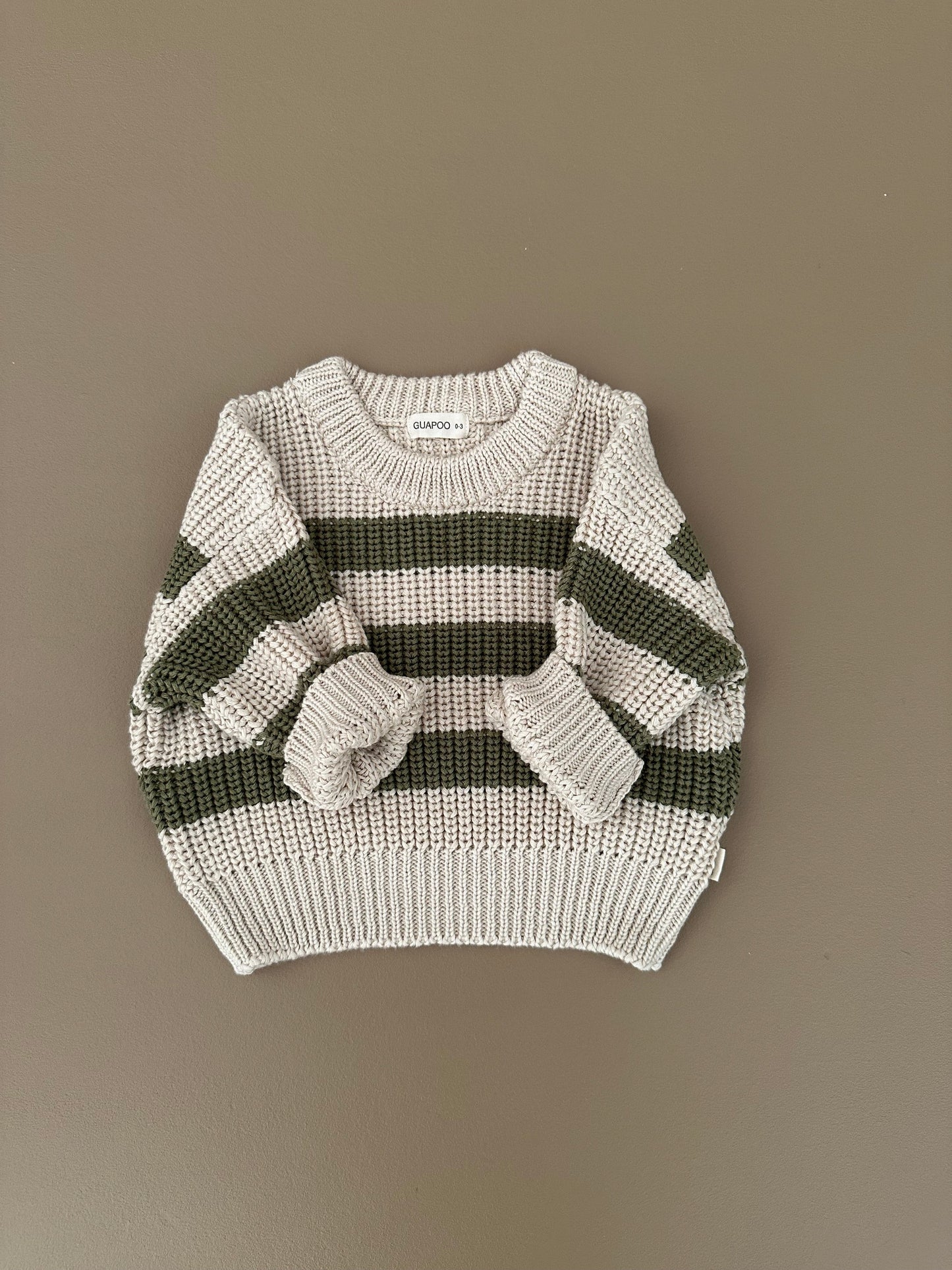 CHUNKY SWEATER | KHAKI STRIPES