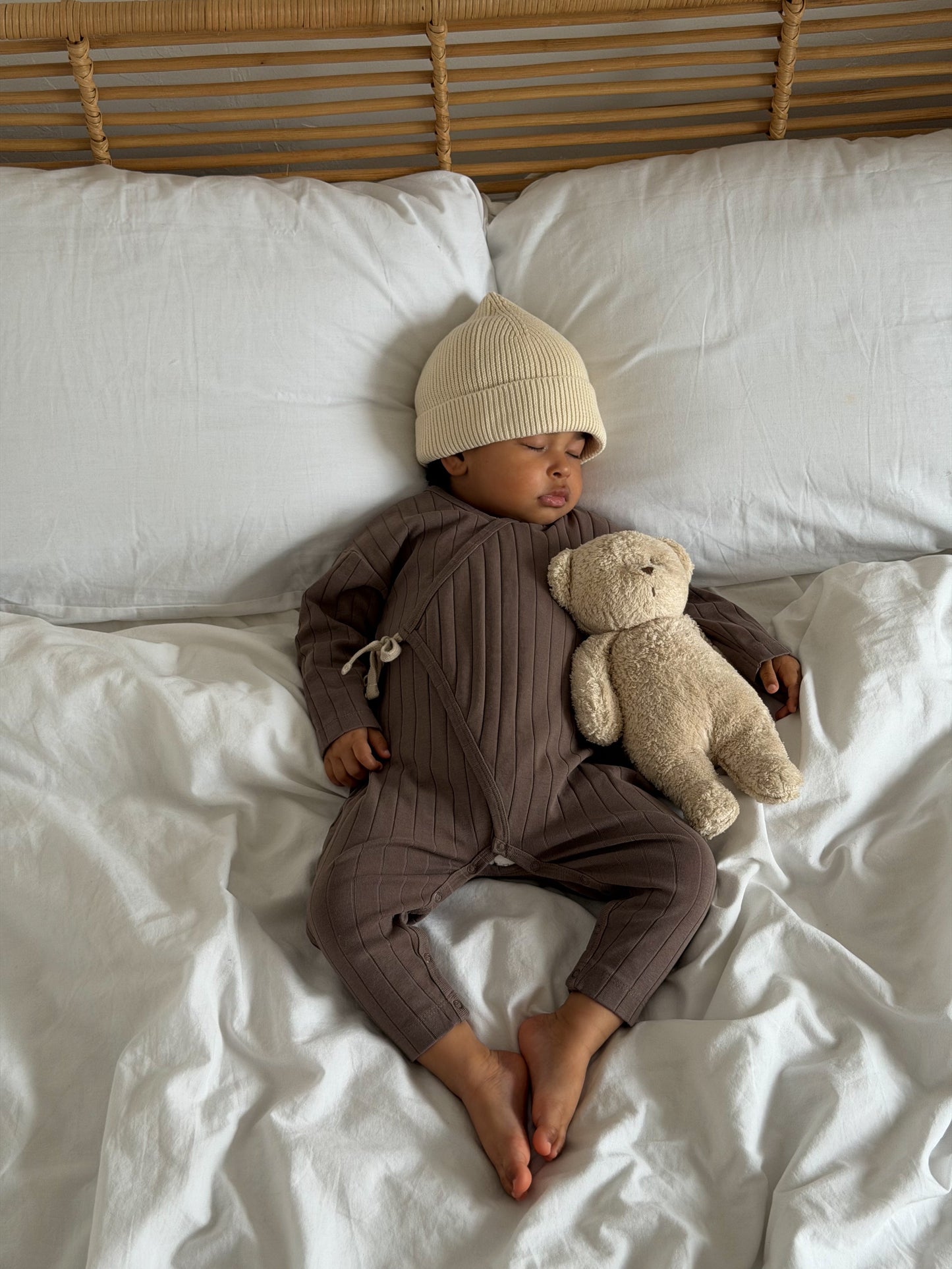 WRAP RIB ROMPER BROWN