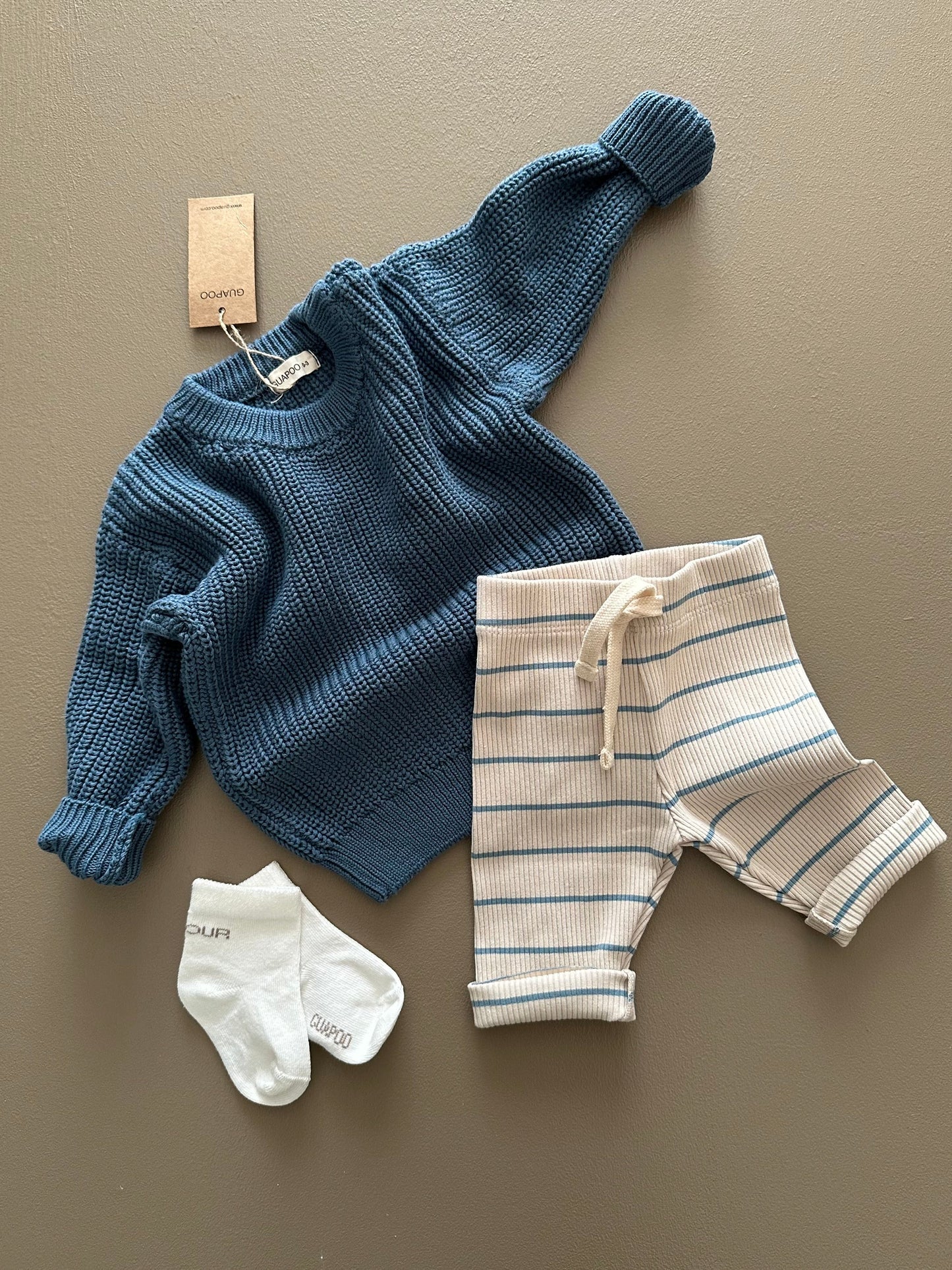 RIBBED LEGGINGS | BLUE STRIPED