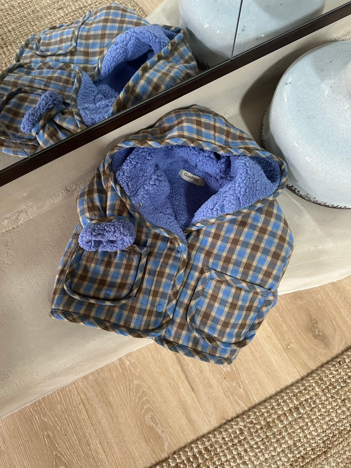 REVERSIBLE TEDDY JACKET BLUE SKY