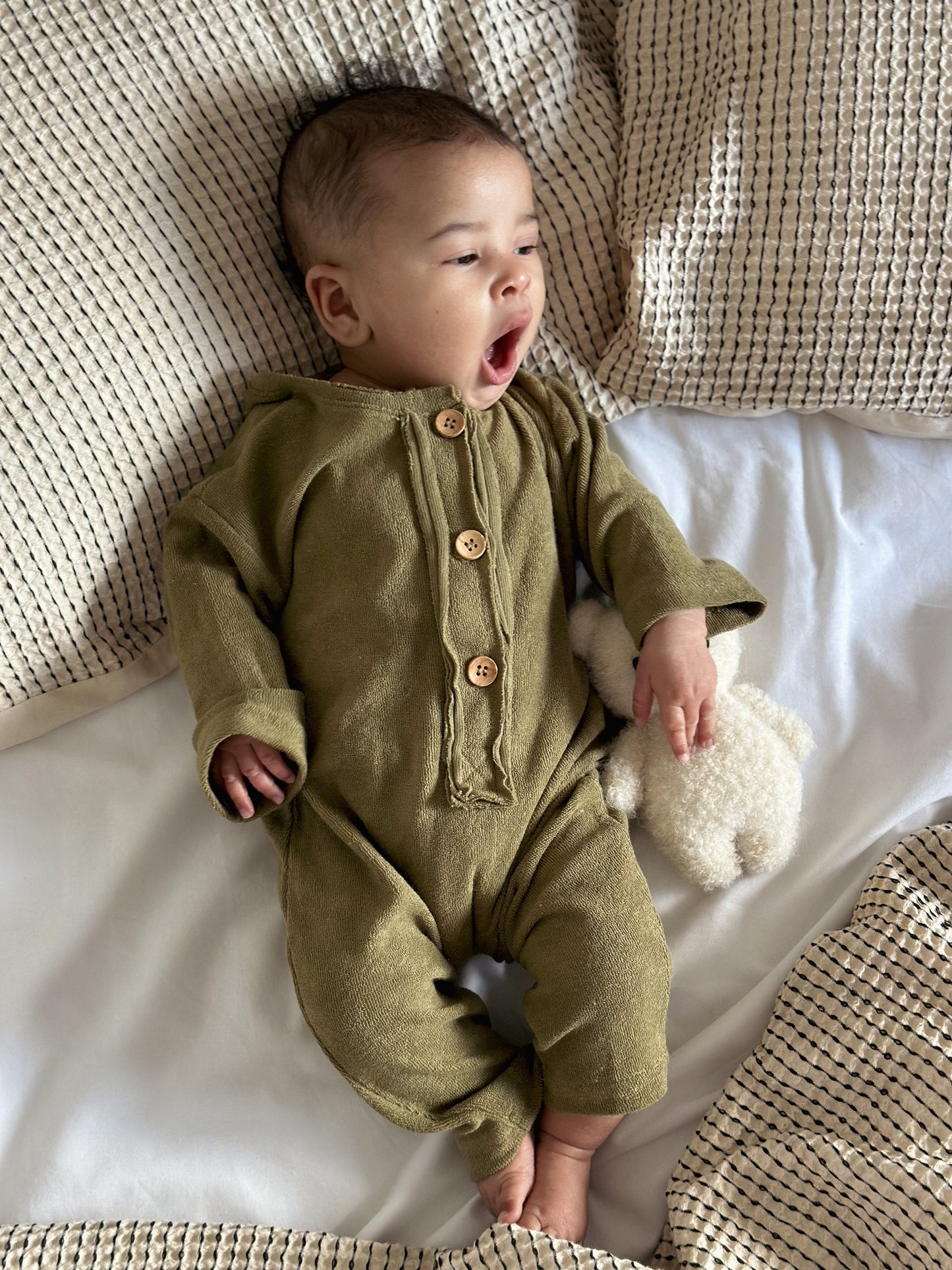 TERRY CLOTH ROMPER | KHAKI