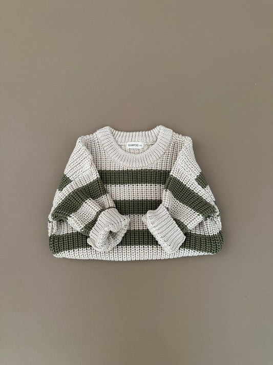 CHUNKY SWEATER | KHAKI STRIPES