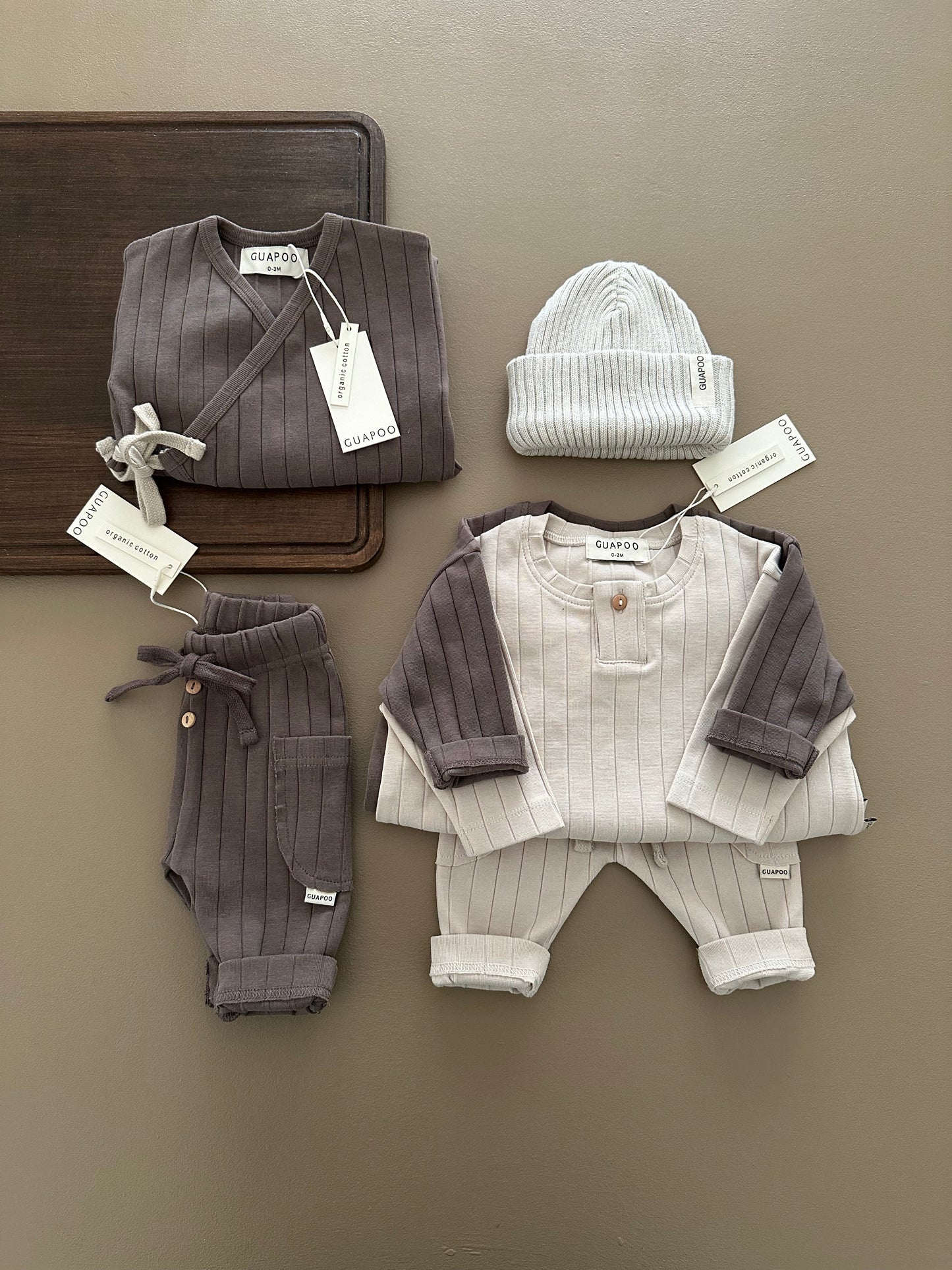 WRAP RIB ROMPER BROWN