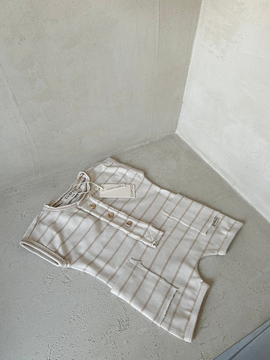 COZY SUMMER ROMPER | MOCHA STRIPES