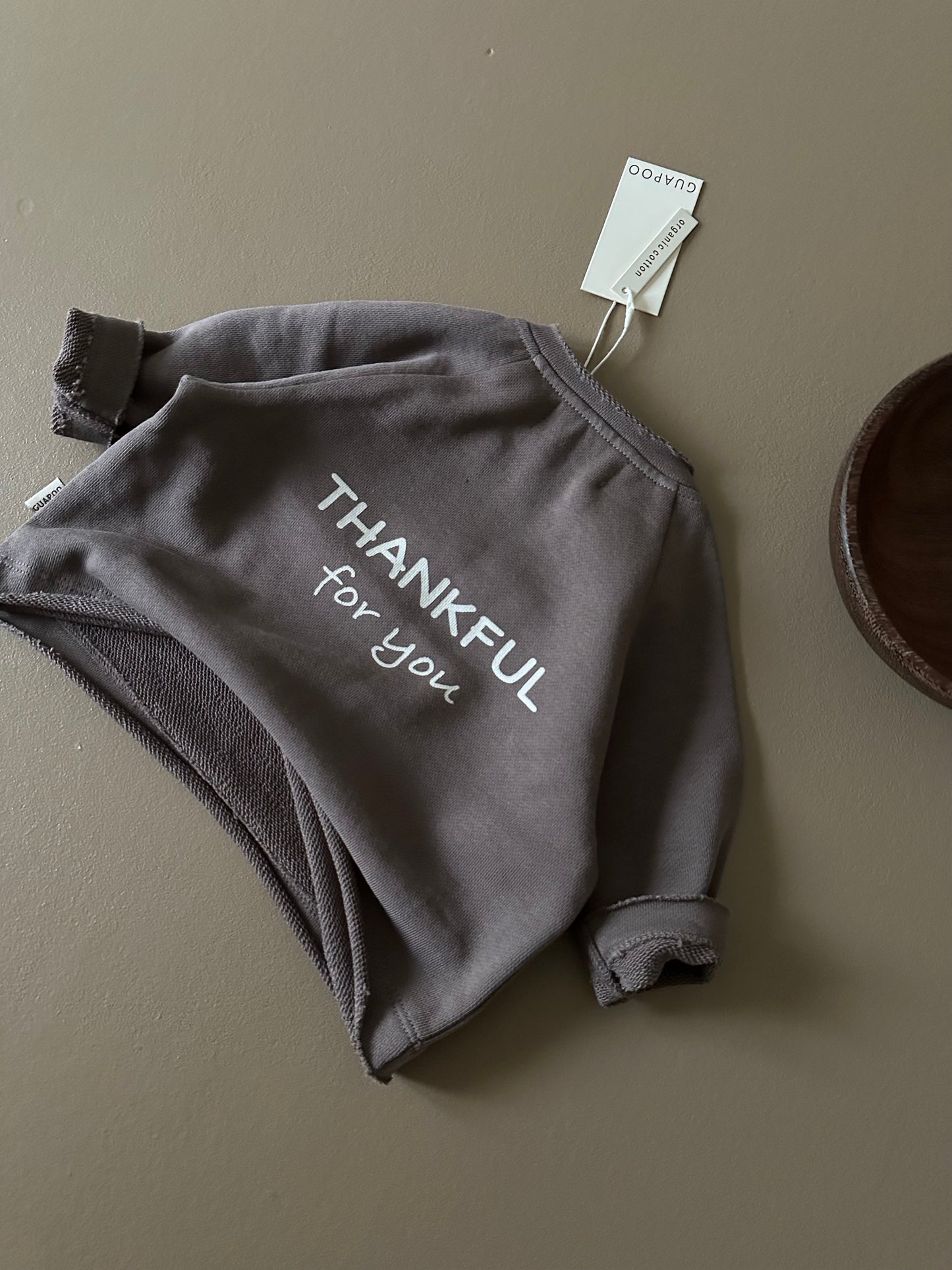 RAGLAN SWEATSHIRT BROWN THANKFUL