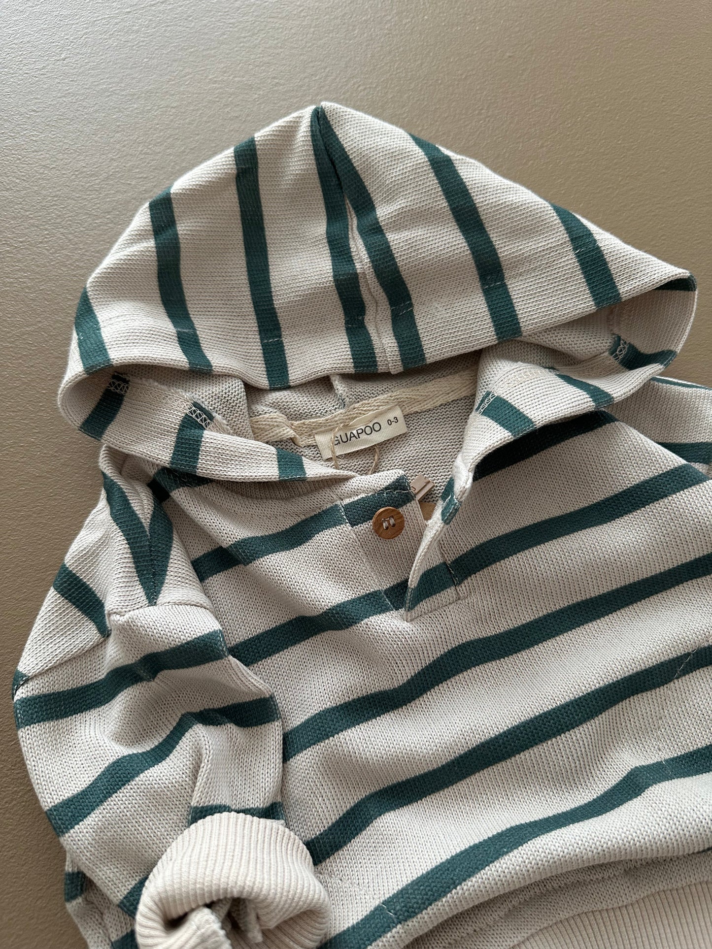 KNIT HOODIE | AQUA STRIPES