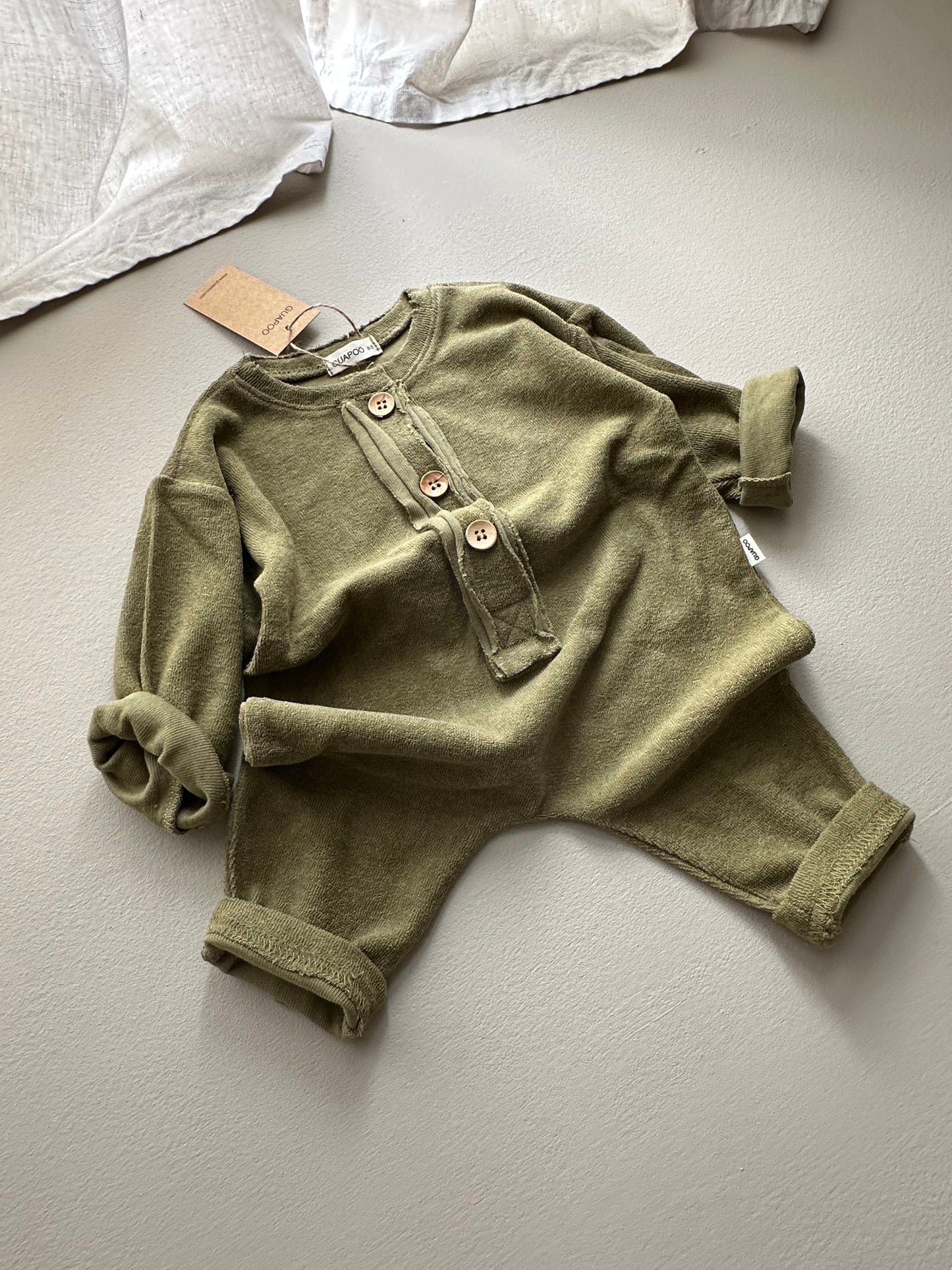 TERRY CLOTH ROMPER | KHAKI