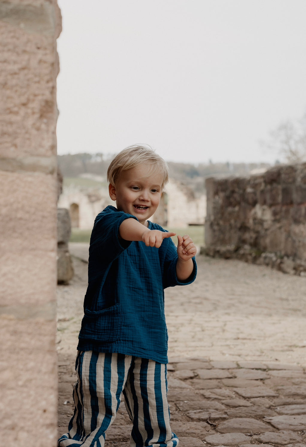 MUSLIN PANTS | DARK BLUE STRIPED